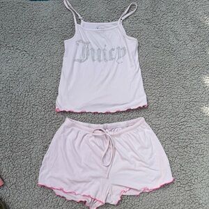 Juicy Couture Light Pink Pajama Set with Rhinestone Detail